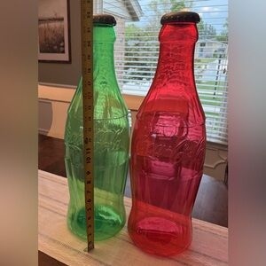 Coca-Cola Red and Green Collectible Bottles